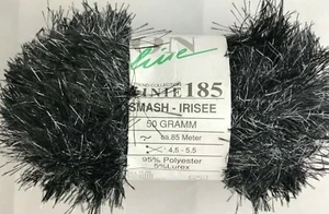On Line 185 SMASH IRISEE #12 Black Silver Eyelash Sparkly Metallic Yarn Skein - Picture 1 of 3