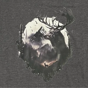 Camiseta Ciervo/Alce Cuello en V Carbón Talla Grande Nueva Con Etiquetas - Imagen 1 de 4