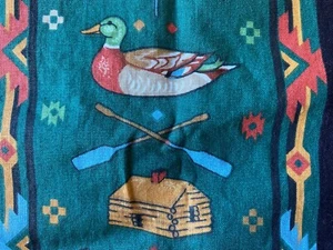 SPRINGMAID FABRIC~Southwest Stripe~NATIVE HUNTING FISHING~Lures~Log Cabin~CANOE~ - Picture 1 of 5
