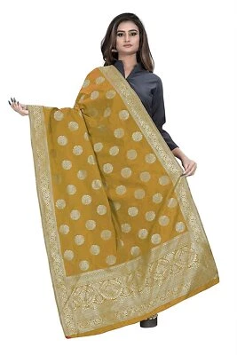 Женская этническая тканая вышитая дупатта Banarasi 2,3 метра сделано в США - Изображение 1 из 4