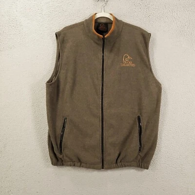 Ducks Unlimited Jacket Vest Mens Large Brown Zipped Pockets Fleece Zip Sweater - Image 1 of 4