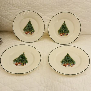 4 Vintage House Of Salem Noel Porcelain Christmas Tree Dessert/Salad Plates - Picture 1 of 6