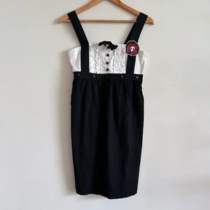 Emily The Strange Black White Emo Goth y2k Mini Dress Bow Skull - Picture 1 of 16