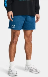 Under Armour Mens Rival 6" Shorts XL Blue Terry Loose Fit Gym Workout Athletic - Picture 1 of 11