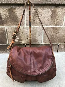 LUCKY BRAND Hobo Stash Saddle Purse Shoulder Brown Leather Women's Zipper - Picture 1 of 16