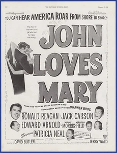 Vintage 1949 Movie Promo JOHN LOVES MARY Ronald Reagan Jack Carson 40's Print Ad - Picture 1 of 1