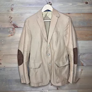 Polo Ralph Lauren Blazer Sports Coat Jacket Elbow Patches Italy Tan Men's 38R - Picture 1 of 13