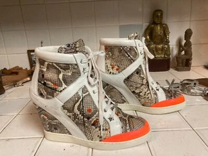 Jimmy Choo Shaded Snake Print Pebble High Top Wedge Sneakers Size 40 - Picture 1 of 15
