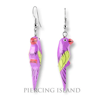Papagei Parrot Ohrringe Farbauswahl Holz Handarbeit Hänger Design ER272 - Bild 1 von 4