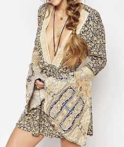 Free people dress once upon summertime vintage floral pattern Romper Boho- M - Picture 1 of 11