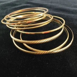 9 Bracelets Lot Brass Tone Semanario Textured Smooth & Rhinestones Variety Gift - Picture 1 of 6