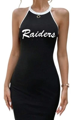 Sexy Mini Vestido Lad Vegas Raiders Crew Halter Bodycon Elástico Foto 1 de 2