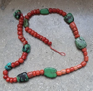 Vintage Natural Coral & Turquoise Necklace – 30g – Tribal / Ethnic Beads –... - Bild 1 von 11