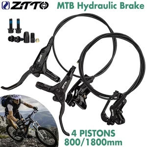 4 Piston MTB Bike Hydraulic Brake Disc Brake Front 800mm Rear 1800mm Brake Hose - Picture 1 of 20