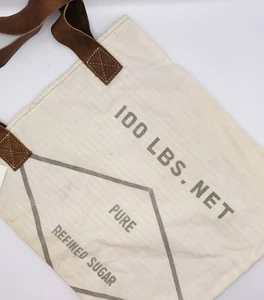 Grainsack Beuteltasche, Leder Umhängegurt, Vintage, Reclaimed Feedsack, Sugar  - Bild 1 von 6