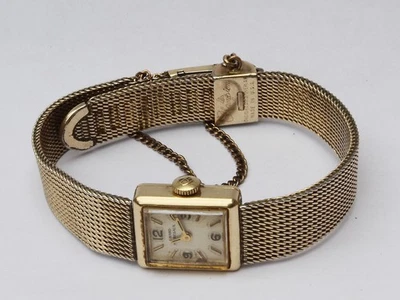 Reloj Girard Perregaux Suizo Lleno de Oro 10k Dama Banda de Malla Raro - Funciona Foto 1 de 4