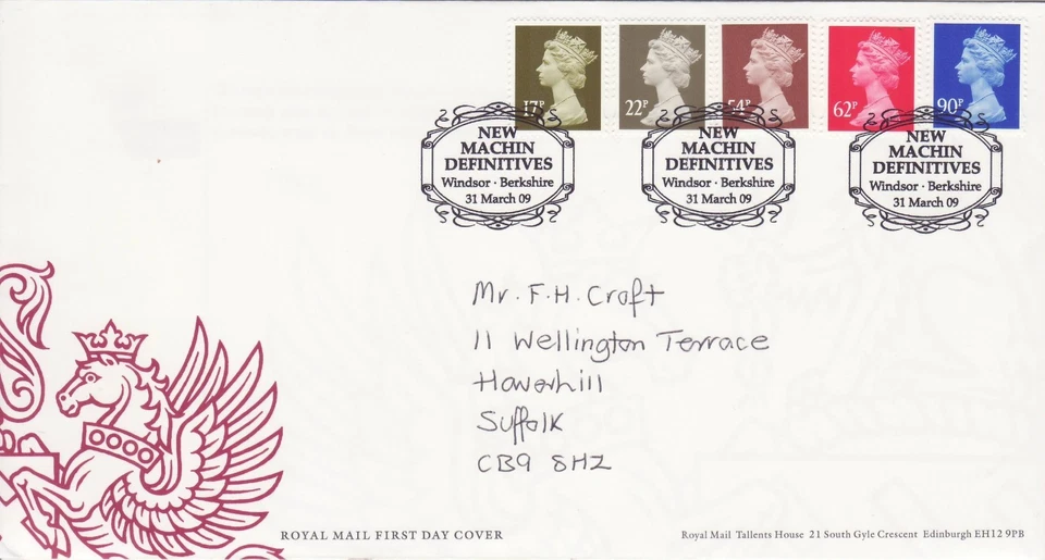 GB Stamps First Day Cover Machin Definitive low values 17p to 90p  (5) SHS 2009 - Image 1 of 1