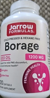 Óleo de semente de borragem Jarrow Formulas 1.200 mg, 120 cápsulas gelatinosas prensa fria não transgênica - Imagem 1 de 3