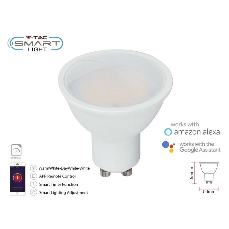 Lampadina LED Gu10 4 5w Multi Bianco WiFi Smart Home