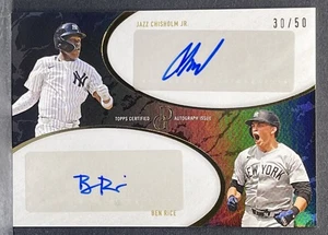Topps Dynamic Duals Ben Rice 2025 radiocontrol novato Jazz Chisholm doble automático negro #/50 - Imagen 1 de 2