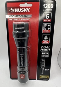 Husky 1200 Lumens Dual Power LED Rechargeable Focusing Flashlight (PVL-FLT-0020) - Afbeelding 1 van 6