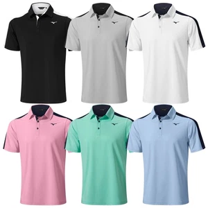 2025 Mizuno Mens Comp Trim Polo Shirt Move Tech Fabric 4 Way Stretch - Picture 1 of 13