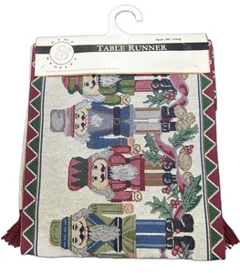 Vintage Nutcracker Table Runner Tapestry Kemp Beatley Ribbons 90” Long NEW - Picture 1 of 7