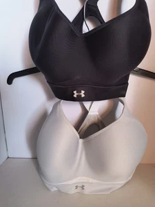 2 UNDER ARMOUR SPORT-BHs 34DD 34 DD Warp Knit High Impact schwarz & silber gebraucht, in einwandfreiem Zustand - Bild 1 von 10