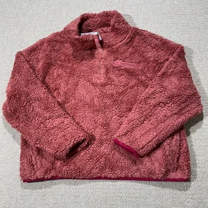 Champion Fleece Womens Large Cropped Pink Deep Pile 1/4 Zip Sherpa Sweater - Picture 1 of 9