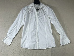Ariat Shirt Women's White Size Large Western Fitted Pearl Snap Buttons - Picture 1 of 10