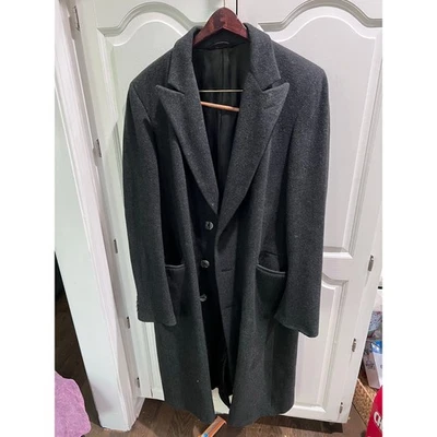 Vintage Christian Dior Men’s Overcoat 44L Pure Virgin Wool Charcoal Gray USA - Image 1 of 4