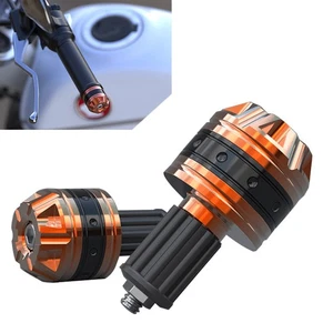 CNC Aluminum Motorcycle Handle Grips End Bar Handlebar Plug Cap Slider Orange - Picture 1 of 5