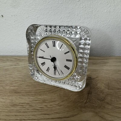 Cristal d’Arques French 24% Crystal Standing Desk Clock Square Vintage 80s - Image 1 of 4
