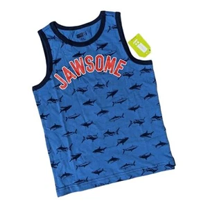 Crazy 8 Boys XS 4 Blue Jawsome Shark Print Tank Top - Picture 1 of 4