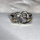 Size 7 Sterling Silver Citrine Double Heart Ring