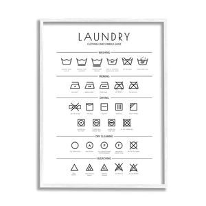 Stupell Industries Laundry Cleaning Symbols Minimal Design White Framed Gicle... - Picture 1 of 9