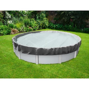 E&K oberirdische Poolabdeckung Runde Winterplanenabdeckung für Heim Schwimmbad grau - Bild 1 von 7