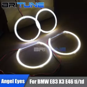 For BMW E83 X3 E46 ti/td Compact Halogen Headlight LED Halo Rings COB Angel Eyes - Picture 1 of 12