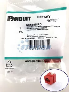 Panduit NetKey NK688MRD Cat6 Keystone Jack Module, Red ~STSI - Picture 1 of 3