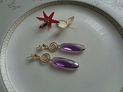 Gold Ohrringe 14K Gold Filled Amethyst oder Rubin - Bild 1 von 4