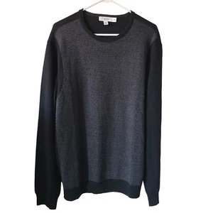 Calvin Klein US Men's Size XL Merino Wool Blend Black Grey Crewneck Sweatrer - Picture 1 of 11