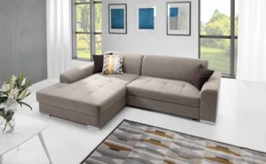 Ecksofa Schlafsofa SPLIT Beige Ottomane Links - Bild 1 von 5