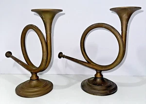 2 Vintage MCM Kerzenständer Messing Hornform - Bild 1 von 14