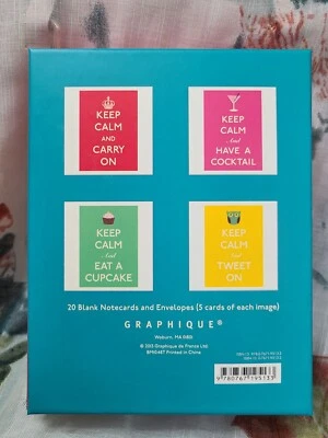 Graphique Keep Calm and Carry On Note Card 20 Black Notecards & Envelopes - Image 1 of 4