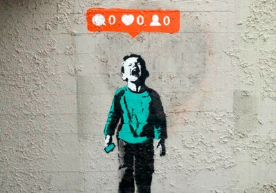 BANKSY FRAMED CANVAS STREET GRAFFITI PAINTING ART PRINT BOY DON`T LIKE SOCIAL - image 1 of 3