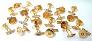 12 PARES 15MM COLOR DORADO ALMOHADILLA PLANA CABUJÓN CABINA GEMA GEMELOS ENCONTRAR MONTAJE - Imagen 1 de 1