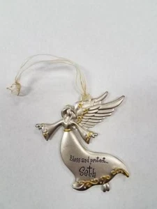 Spoontiques Pewter Angel Ornament - Imprinted  "Bless and Protect Seth"  - Picture 1 of 1