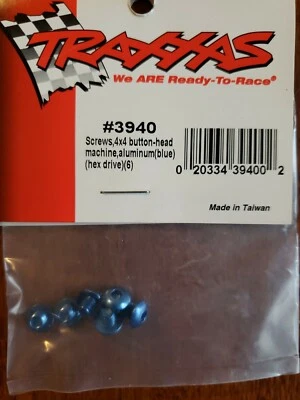 Traxxas Jato 4x4 Button Head Machine Blue Aluminum Screws, Hex Drive(6) # 3940 - Image 1 of 4