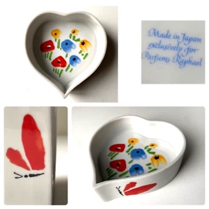 Vtg Parfums Raphael Perfume Heart Shaped Floral Butterfly Dish Made Japan - Picture 1 of 11