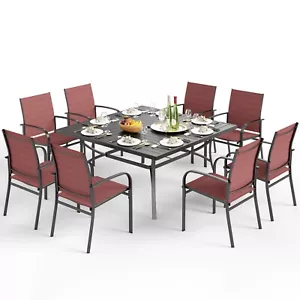 9 Piece Patio Dining Furniture Set Outdoor Table Chairs Set for 8 Person - Picture 1 of 10